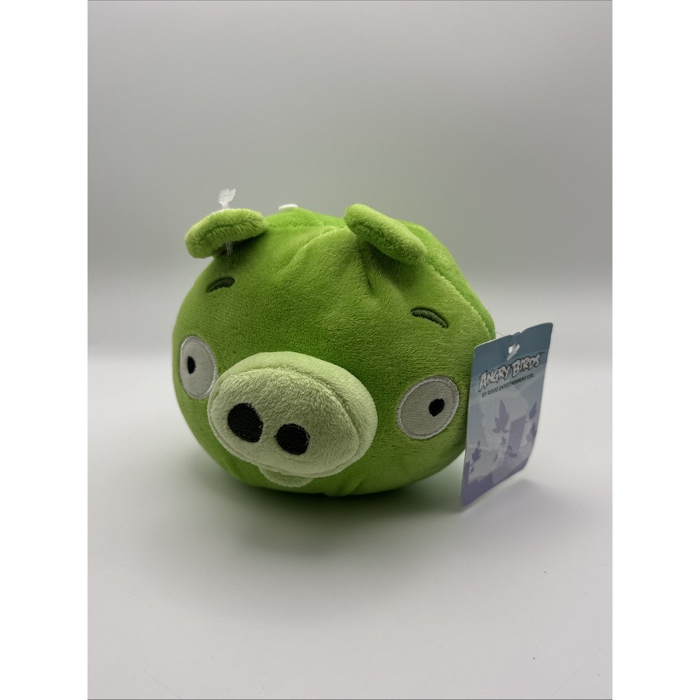 Rare 2012 Commonwealth Toy Angry Birds Green Pig Plush Stuffed Animal Small NWT
